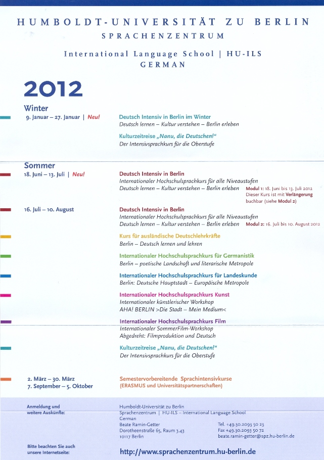 German Language Courses 2012