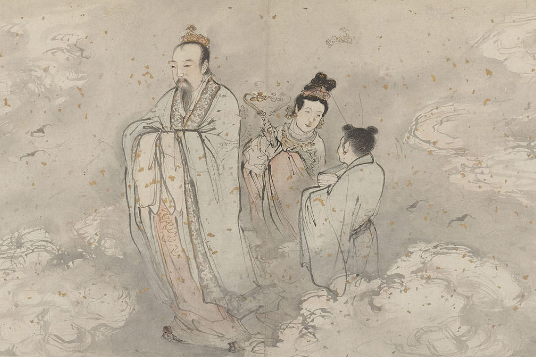 A depiction of the god of fortune and his companions standing in the heavens, Zhang Lu, 16th century