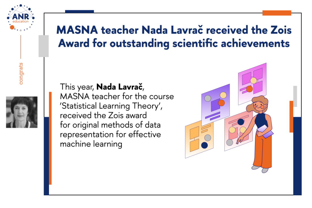 Illustration for news: MASNA teacher Nada Lavrač received the Zois Award for outstanding scientific achievements