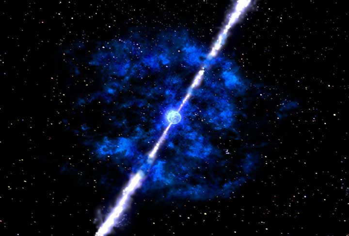 Illustration for news: Astrophysicists Look into a Powerful Gamma-ray Burst