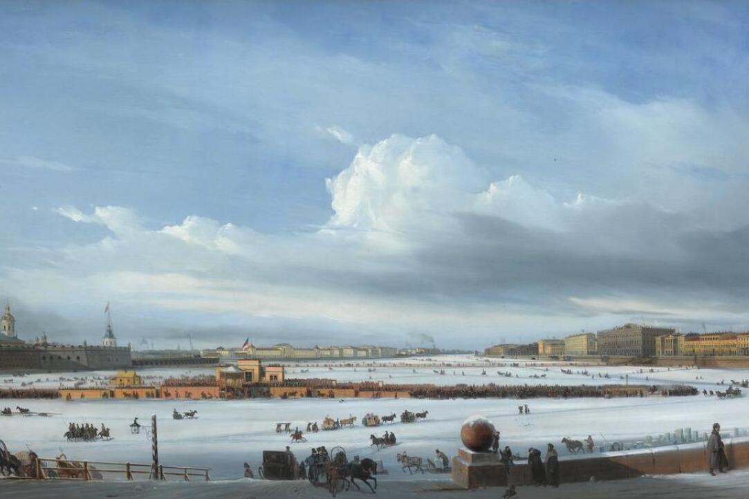 A.P. Bogolyubov. Sleighing on the Neva. 1854. State Tretyakov Gallery     