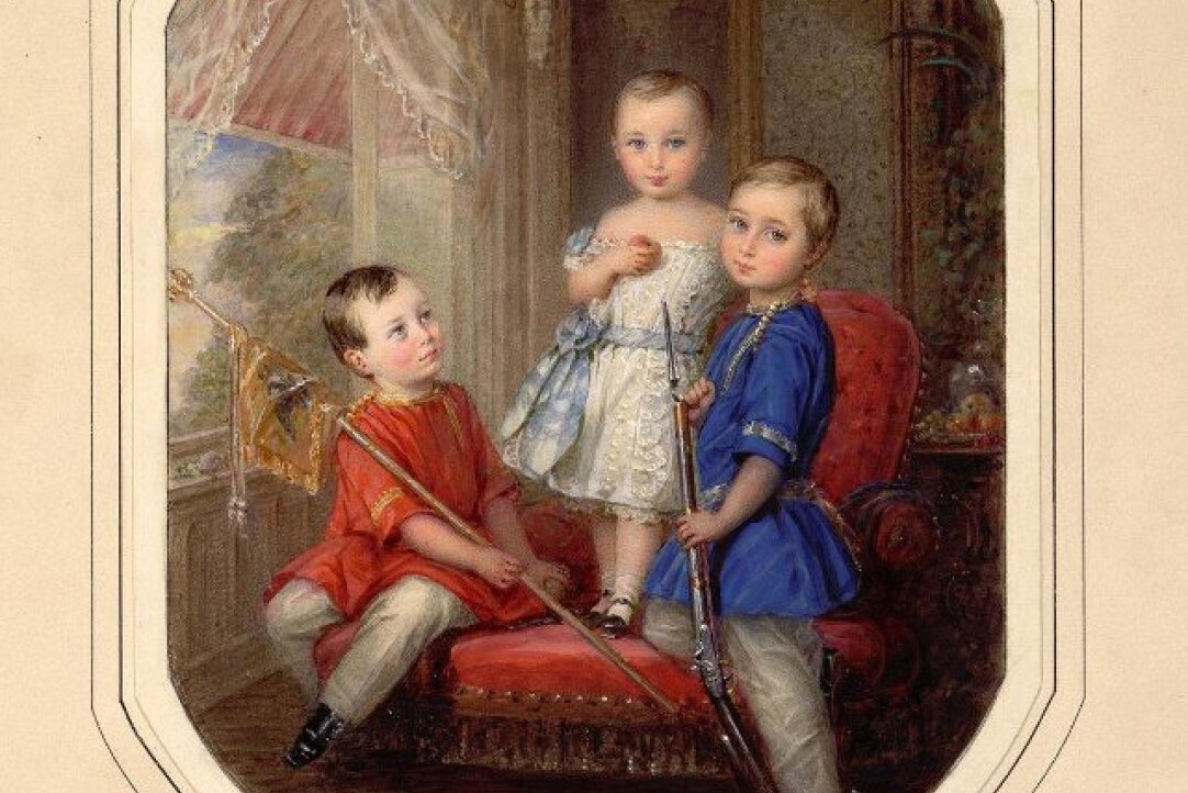 Цесаревич Николай Александрович, император Александр III и великий князь Владимир Александрович детьми